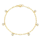 M by Monte Luna Dangle Station Lab-Created Diamond Mini Paperclip 14K Yellow Gold-Plated Sterling Silver Bracelet BB0217Y