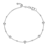 M by Monte Luna Bezel Station Lab-Created Diamond Beaded Bolo Rhodium-Plated Sterling Silver Bracelet BB0218W