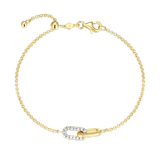 M by Monte Luna Twin Paperclip Pendant Lab-Created Diamond Bolo 14K Yellow Gold-Plated Sterling Silver Bracelet BB0238Y
