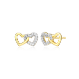 M by Monte Luna Open Twin Heart Stud 14K Yellow Gold-Plated Sterling Silver Earrings BE0010Y
