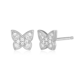 M by Monte Luna Pave Butterfly Lab-Created Diamond Stud Rhodium-Plated Sterling Silver Earrings BE0035W