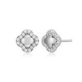 M by Monte Luna Clover Stud Rhodium-Plated Sterling Silver Earrings BE0036W