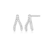 M by Monte Luna Wishbone Stud Rhodium-Plated Sterling Silver Earrings BE0039W