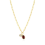 M by Monte Luna January Birthstone Genuine Garnet & Lab-Created Diamond Mini Paperclip 14K Yellow Gold-Plated Sterling Silver Necklace BN0221Y