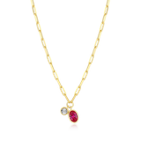 M by Monte Luna July Birthstone Lab-Created Ruby & Lab-Created Diamond Mini Paperclip 14K Yellow Gold-Plated Sterling Silver Necklace BN0227Y