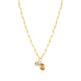 M by Monte Luna November Birthstone Genuine Citrine & Lab-Created Diamond Mini Paperclip 14K Yellow Gold-Plated Sterling Silver Necklace BN0231Y