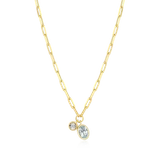M by Monte Luna March Birthstone Genuine Aquamarine & Lab-Created Diamond Mini Paperclip 14K Yellow Gold-Plated Sterling Silver Necklace BN0232Y