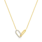 M by Monte Luna Twin Paperclip Pendant Lab-Created Diamond Bolo 14K Yellow Gold-Plated Sterling Silver Necklace BN0238Y