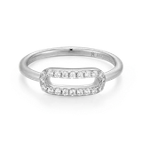 M by Monte Luna Mini Paperclip Lab-Created Diamond Rhodium-Plated Sterling Silver Ring BR0237W