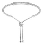 Charles Garnier Rhodium-Plated Sterling Silver Cubic Zirconia Pave Bar Bolo Bracelet - 9"