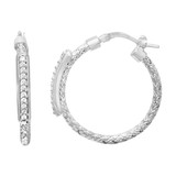 Charles Garnier Rhodium-Plated Sterling Silver Cubic Zirconia Pave-Bar Braided Stud Earrings - 0.9x14MM