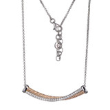 Charles Garnier Gold-plated and Rose-Gold-Plated Sterling Silver Cubic Zirconia Faceted Rolo Necklace - 17" + 2" Extender
