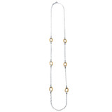 Charles Garnier Gold/Rhodium-Plated Sterling Silver Cubic Zirconia Diamond-Cut Necklace - 36"