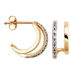 Charles Garnier 14K Gold Diamond Inside-Out Huggie Stud Earrings - 0.75x10MM