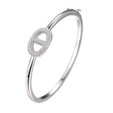 Charles Garnier Rhodium-Plated Sterling Silver Cubic Zirconia Oval Cutout Bangle Bracelet
