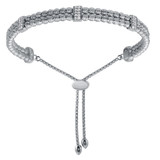 Charles Garnier Rhodium-Plated Sterling Silver Cubic Zirconia Braided Mesh Bolo Bracelet - 9"
