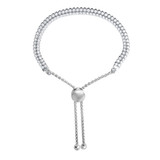 Charles Garnier Rhodium-Plated Sterling Silver Cubic Zirconia Beaded Bolo Bracelet - 9"