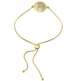 Charles Garnier Gold/Rhodium-Plated Sterling Silver Cubic Zirconia Letter H Bolo Bracelet - 9"