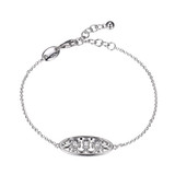 Charles Garnier Rhodium-Plated Sterling Silver Cubic Zirconia Faceted Rolo Bracelet - 6.75" + 1.25" Extender