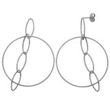 Charles Garnier Rhodium-Plated Sterling Silver Interlocking-Circle Dangle Earrings