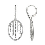 Charles Garnier Rhodium-Plated Sterling Silver Cubic Zirconia Circular Fringe Drop Earrings