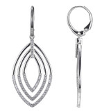 Charles Garnier Rhodium-Plated Sterling Silver Cubic Zirconia Layered Marquise Drop Earrings