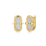 Charles Garnier Gold/Rhodium-Plated Sterling Silver Cubic Zirconia Starburst Huggie Earrings