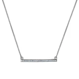 Charles Garnier Rhodium-Plated Sterling Silver Cubic Zirconia Horizontal Bar Necklace - 17" + 2" Extender