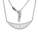Charles Garnier Rhodium-Plated Sterling Silver Cubic Zirconia Curved Fringe Necklace - 17" + 2" Extender