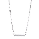 Charles Garnier Rhodium-Plated Sterling Silver Cubic Zirconia Rectangular Crossed Necklace - 17" + 2" Extender