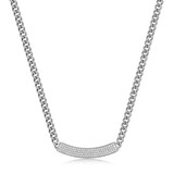 Charles Garnier Rhodium-Plated Sterling Silver Cubic Zirconia Curved Pave Bar Necklace - 17" + 2" Extender