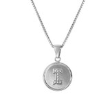Charles Garnier Rhodium-Plated Sterling Silver Cubic Zirconia Letter I Disc Pendant Necklace - 17" + 2" Extender