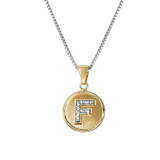 Charles Garnier Gold/Rhodium-Plated Sterling Silver Cubic Zirconia Round Box Chain Matte Pendant Necklace - 17" + 2" Extender