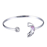 ELLE Rhodium-Plated Sterling Silver Dyed Purple Mother-of-Pearl Polished Cuff Bracelet - 10 × 8.3 × 5.1mm