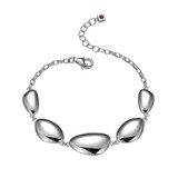 ELLE Rhodium-Plated Sterling Silver Station Rolo-Chain Oval Bracelet - 2.6 × 4.0mm