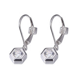 ELLE Rhodium-Plated Sterling Silver Cubic Zirconia Hexagon Drop Earrings