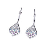ELLE Rhodium-Plated Sterling Silver Amethyst & Cubic Zirconia Polished Earrings
