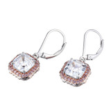 ELLE Rose-Gold & Rhodium-Plated Sterling Silver Simulated Ruby Corundum & Cubic Zirconia Asscher-Cut Earrings