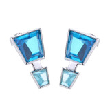 ELLE Rhodium-Plated Sterling Silver Blue Topaz & Cubic Zirconia Polished Stud Earrings - 5 × 6 × 4mm