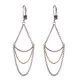ELLE Gold & Rhodium-Plated Sterling Silver Triple-Chain Crescent Drop Earrings