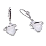 ELLE Rhodium-Plated Sterling Silver Chalcedony Polished Earrings - 14 × 8 × 3mm