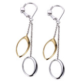 ELLE Gold & Rhodium-Plated Sterling Silver Double-Oval Drop Earrings