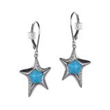 ELLE Rhodium-Plated Sterling Silver Simulated Turquoise & Cubic Zirconia Star Earrings