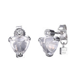 ELLE Rhodium-Plated Sterling Silver Simulated White Crystal & Cubic Zirconia Triangular Stud Earrings - 8 × 5mm