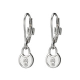 ELLE Rhodium-Plated Sterling Silver Cubic Zirconia Lock Earrings - 9.5 × 6.5mm