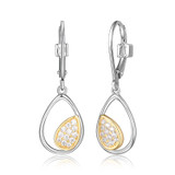 ELLE Gold & Rhodium-Plated Sterling Silver Cubic Zirconia Pave Pear Drop Earrings - 13 × 10mm