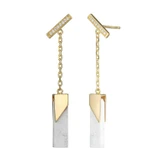 ELLE Gold-Plated Sterling Silver Howlite & Cubic Zirconia Polished Stud Earrings - 16 × 5 × 2mm
