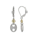 ELLE Gold & Rhodium-Plated Sterling Silver Cubic Zirconia Pave Leverback Earrings