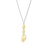 ELLE Gold & Rhodium-Plated Sterling Silver Sculptural Rolo-Chain Teardrop Lariat Necklace - 17" + 3" extender