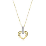 ELLE Gold & Rhodium-Plated Sterling Silver Cubic Zirconia Heart Cable-Chain Pendant Necklace - 18" + 2" extender